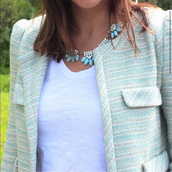 New Zara Fantasy Studded coco mint green jacket blazer spring - Picture 4 of 13